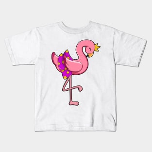 Flamingo with Crown & Skirt Kids T-Shirt